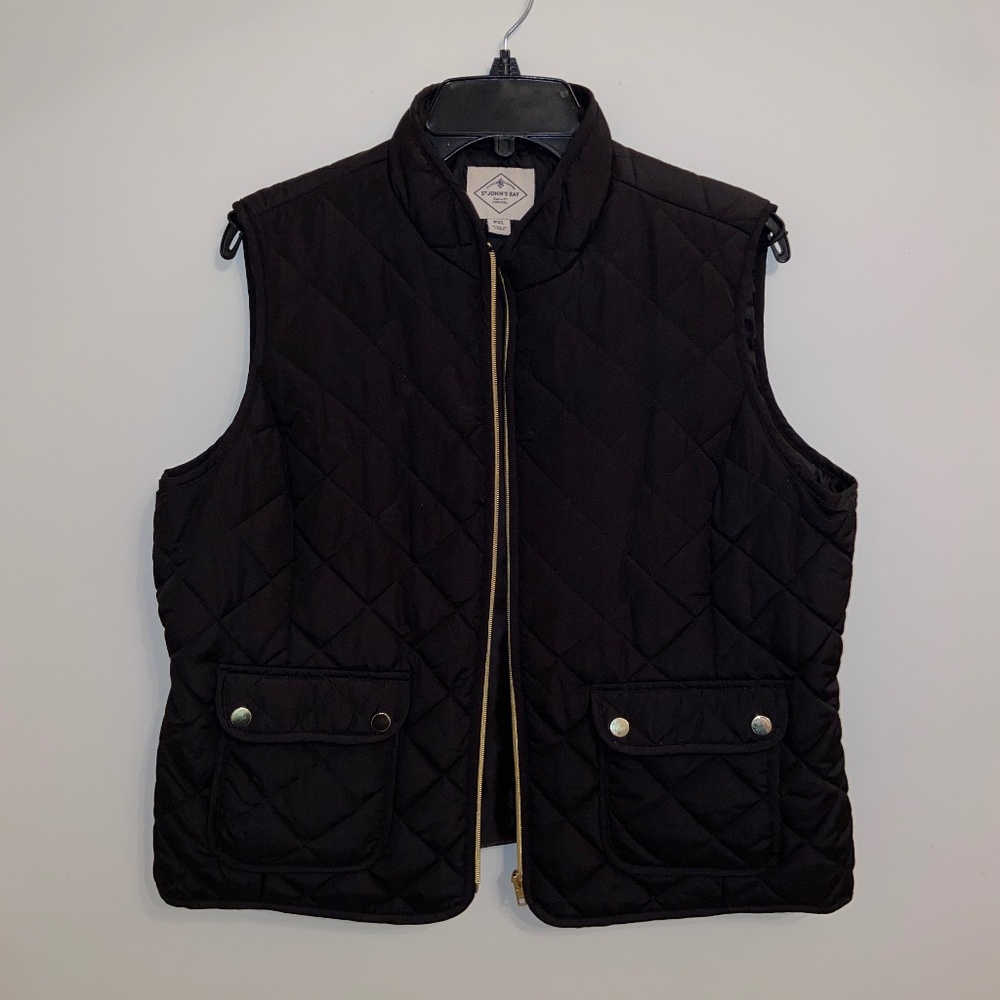 St. Johns Bay Black Puffer Vest Lightweight Women's size pXL